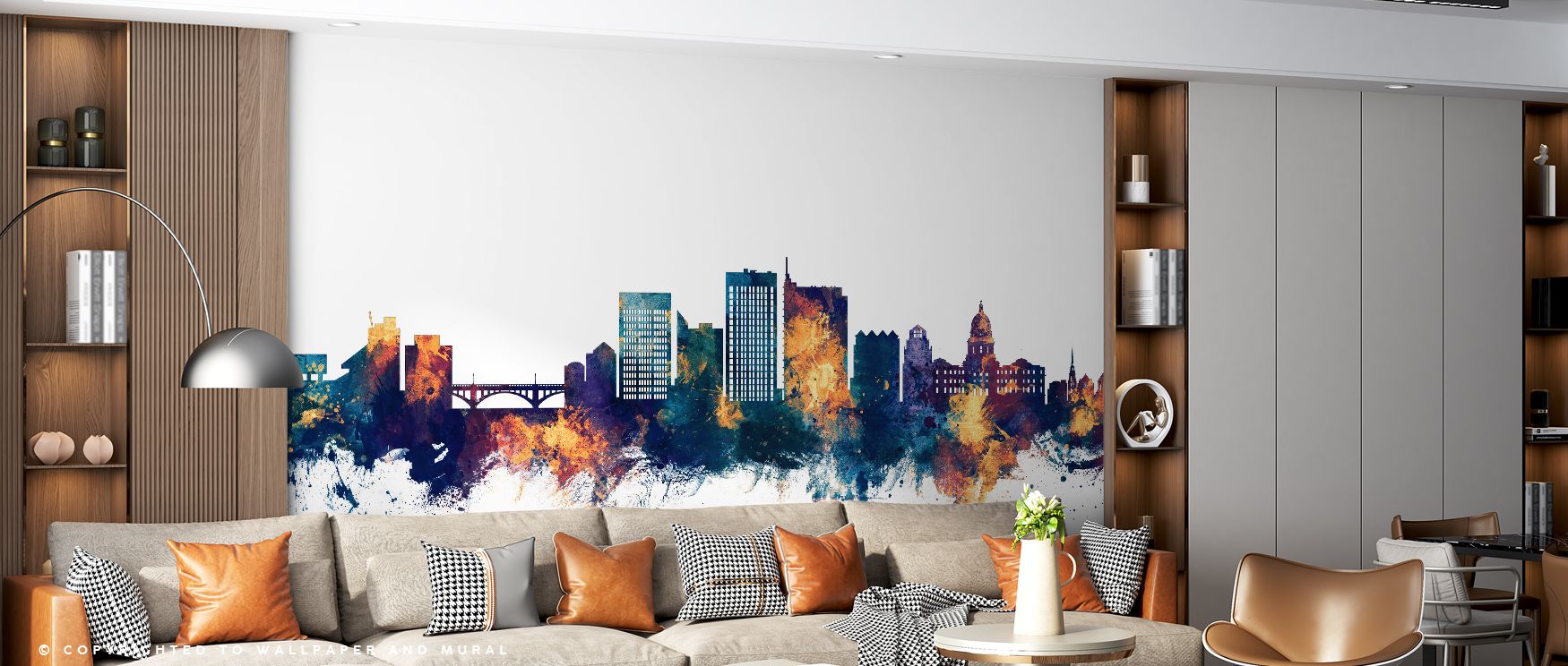 Rich contrasts define Boise Idaho Skyline Blue & Bronze Wallpaper, balancing elegance and depth. Living rooms glow with bold rhythm, bedrooms with cozy tranquility, and offices with stylish refinement, transforming interiors into modern showcases.