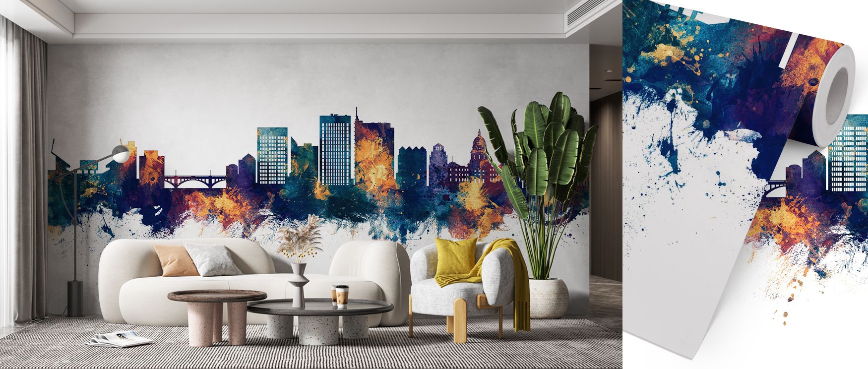 Urban pride radiates in Boise Idaho Skyline Blue & Bronze Wallpaper, where navy tones meet bronze glow. Offices embody professionalism, bedrooms embrace comfort, and living rooms gain vibrancy, uniting style and architectural strength.