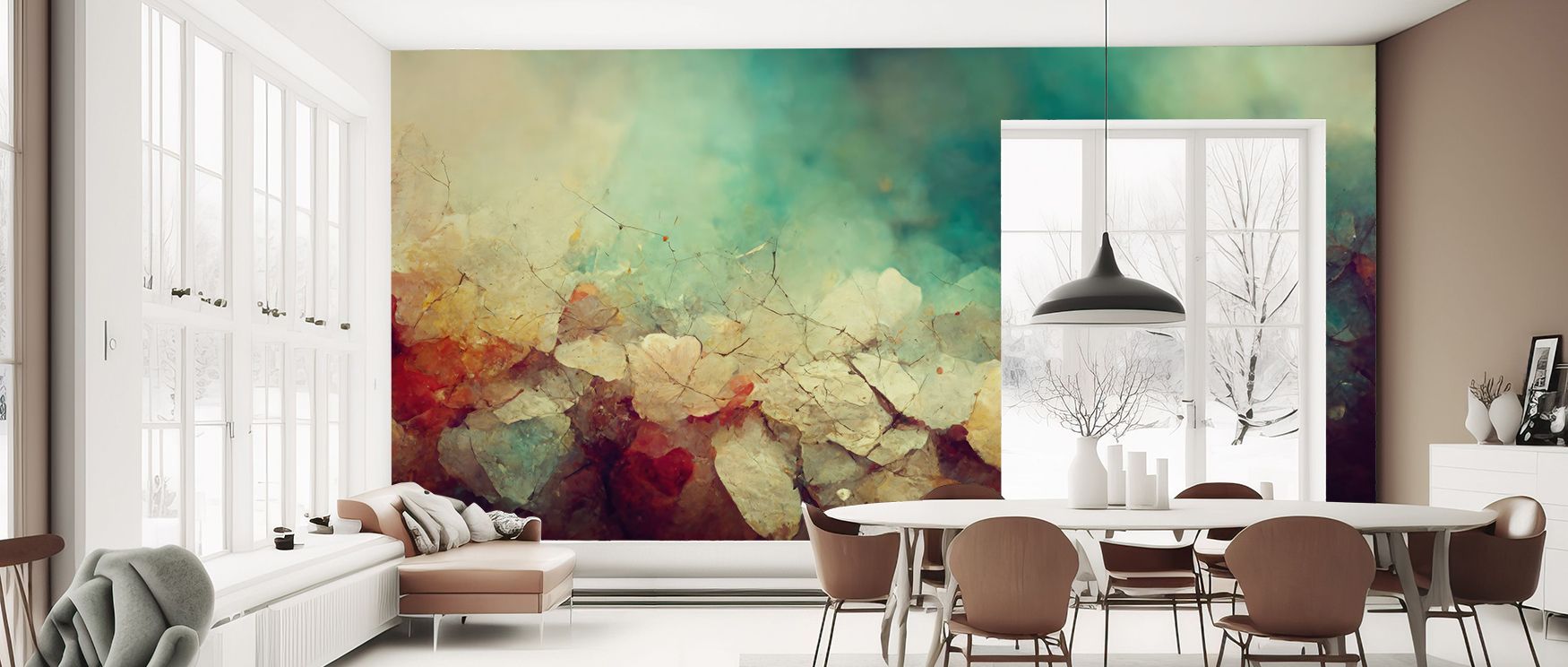 Blooming textures dominate Broken Flowers Wallpaper, presenting blossoms in rhythmic layers. This wallpaper works effortlessly across bedrooms, living rooms, and offices, energizing spaces with artistic strength and a versatile, stylish floral design.