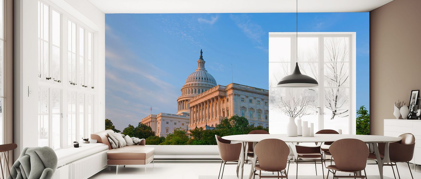 With its iconic dome and balanced proportions, the Capitol Building Washington DC Wallpaper transforms walls into cultural statements that merge design with history, enhancing personal or professional spaces. 