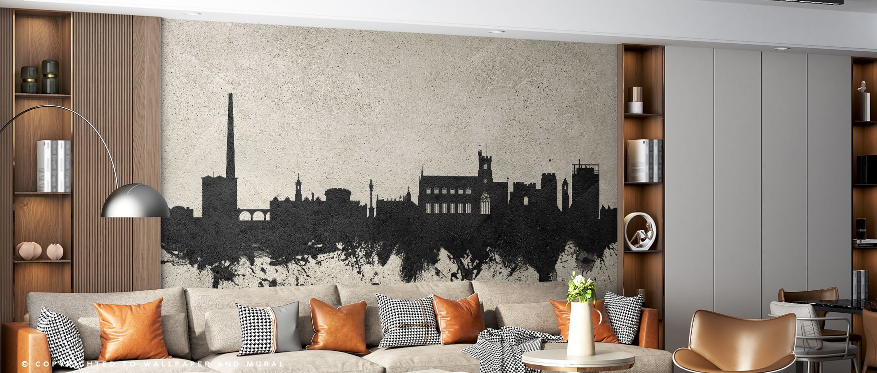 With tones of concrete gray and quiet shading, the Carlisle England Skyline Concrete Wallpaper brings refinement into homes, complementing bedrooms, offices, and living areas alike. 