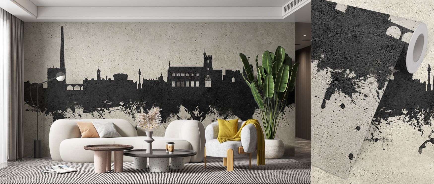 Minimalism is expressed in Carlisle England Skyline Concrete Wallpaper, turning walls into urban statements with subdued tones that bring subtle depth to modern interiors. 