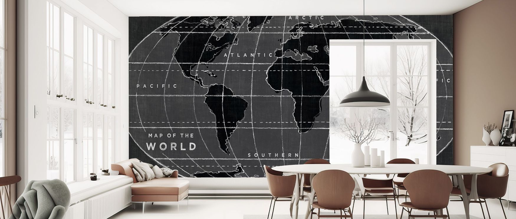 The Chalkboard Map Wallpaper provides artistic depth with hand-drawn geography, adding atmosphere to offices or bedrooms while encouraging thoughtful exploration. 