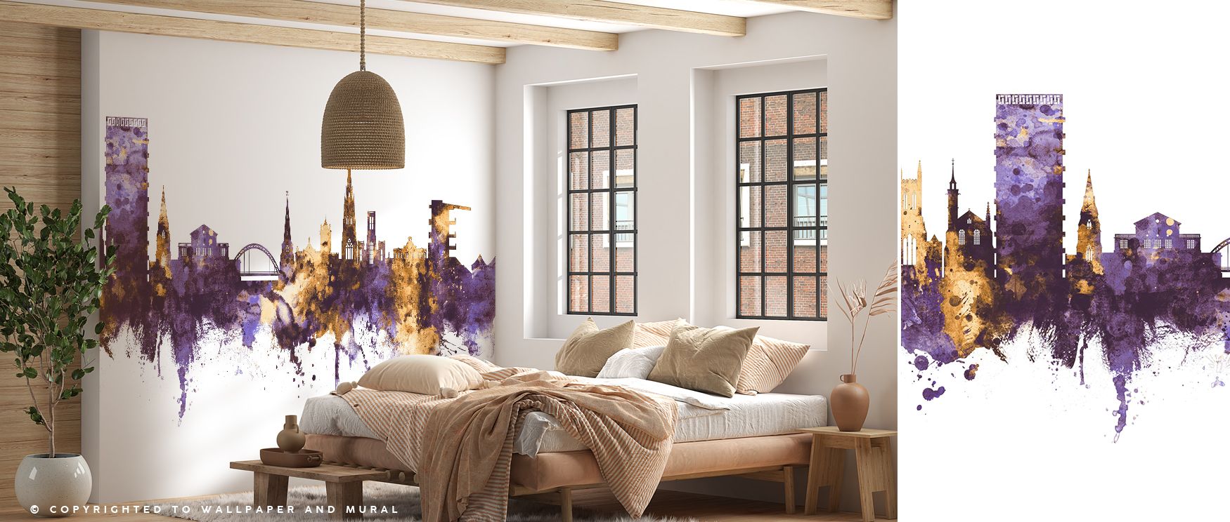 Cheltenham England Skyline Purple & Gold Wallpaper transforms blank walls into luminous cultural statements, surrounding homes with regal color. Its refined palette conveys balance and sophistication, enriching interiors with visual rhythm that inspires a