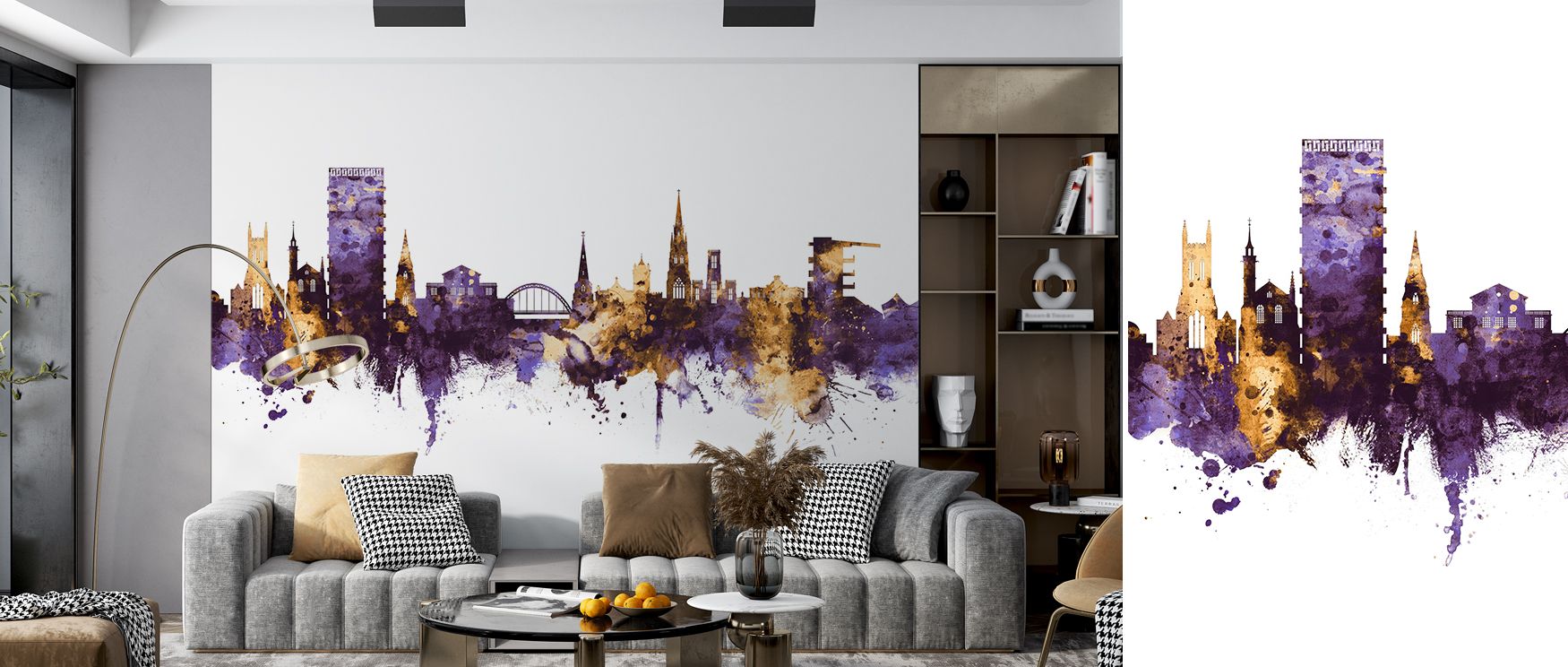 A radiant vision emerges in Cheltenham England Skyline Purple & Gold Wallpaper, capturing architectural beauty through glowing tones. Interiors become immersive backdrops of artistry, surrounding bedrooms and offices with character and charm that inspire 