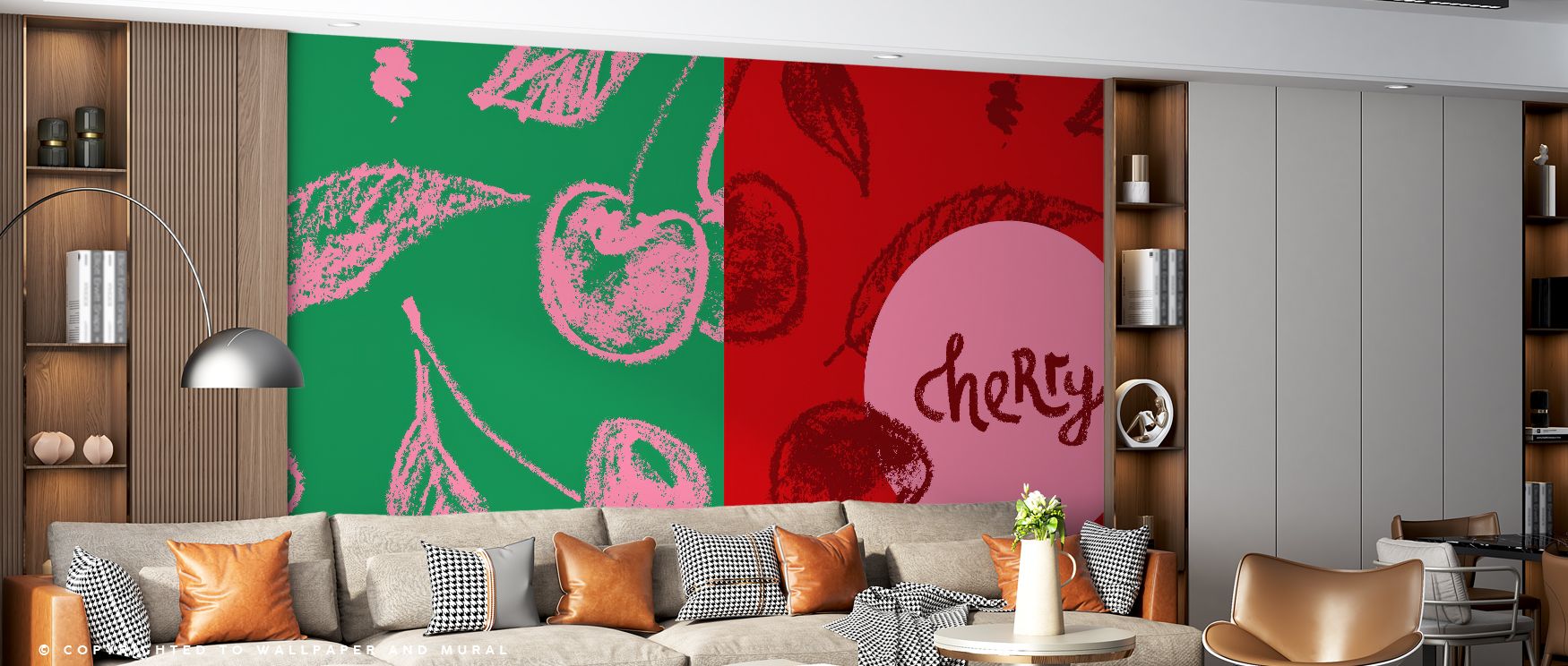 The Cherry Paradise Wallpaper conveys floral grace, surrounding homes with blossoms that inspire creativity and renewal. Its balance of vivid hues and delicate details enhances bedrooms, offices, or living spaces with atmosphere of calm joy, creating retr
