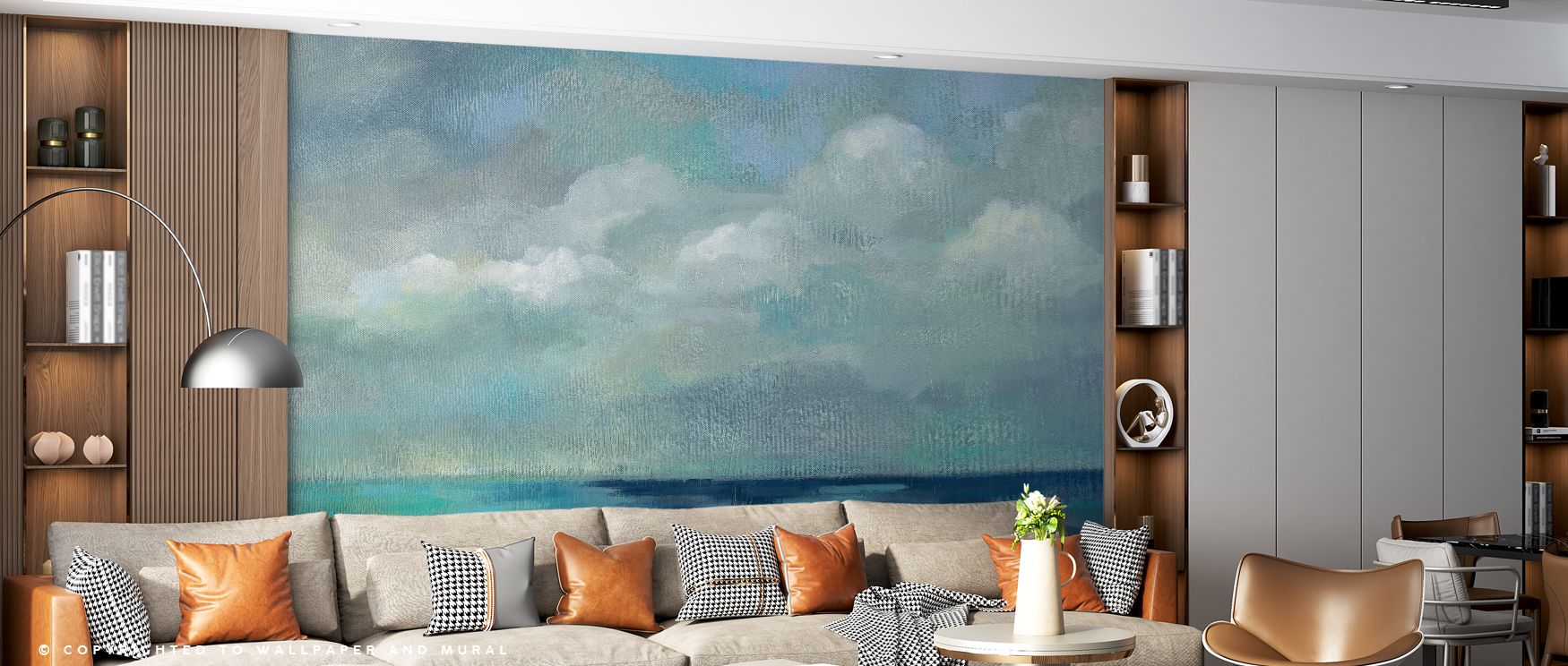 Gentle artistry defines Clouds And Sea Wallpaper, surrounding interiors with serene presence. Its balance of tone conveys calmness, filling bedrooms, workspaces, or living rooms with rhythm that creates tranquil retreats enriched by reflection, creativity