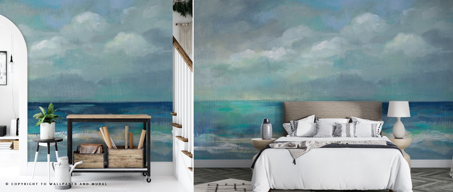 Clouds And Sea Wallpaper conveys beauty of horizon, turning interiors into sanctuaries of tranquility. Its muted tones and artistic balance enrich homes with peaceful rhythm, creating restful spaces that inspire harmony, reflection, and creativity, surrou
