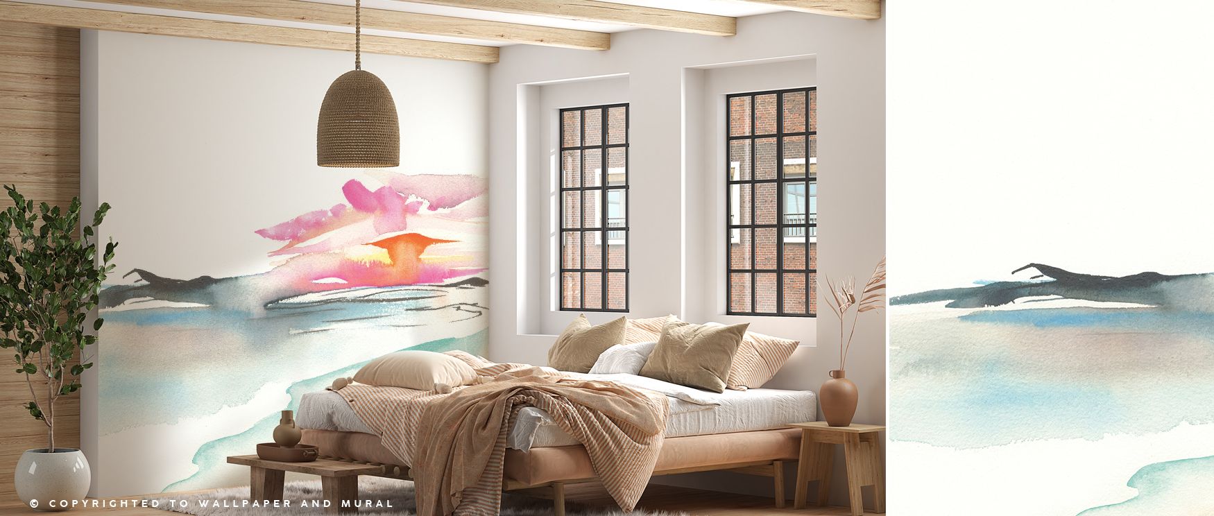 The Coastal Sunset Wallpaper captures radiance of evening horizons, surrounding homes with luminous charm and timeless calm. Its palette of orange warmth and delicate blue conveys depth and vibrancy, enriching bedrooms, offices, or family rooms with refle