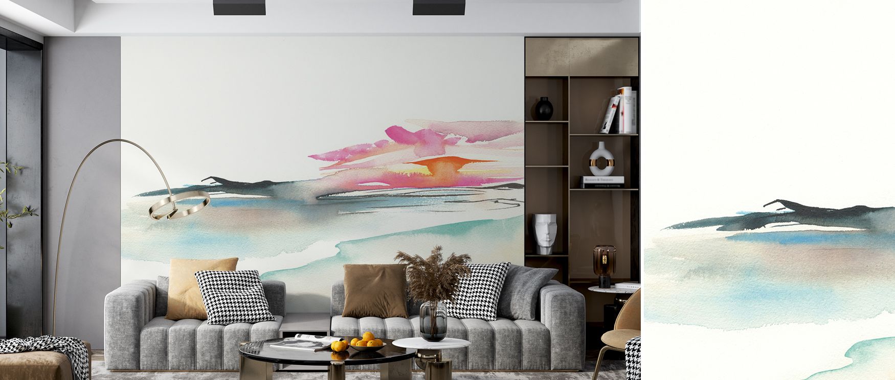 The Coastal Sunset Wallpaper reflects balance of natural imagery, surrounding interiors with radiance and calm presence. Homes glow with luminous artistry, as bedrooms, offices, or living rooms become serene retreats enriched by warmth, charm, and reflect