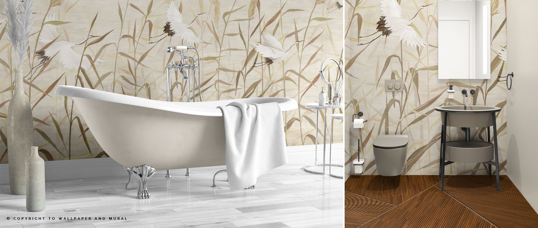 Cranes And Reed Wallpaper enhances homes with elegance of natural rhythm, transforming walls into serene backdrops. Interiors glow with calm atmosphere, as bedrooms, offices, or living spaces are enriched with balance, charm, and creative inspiration that