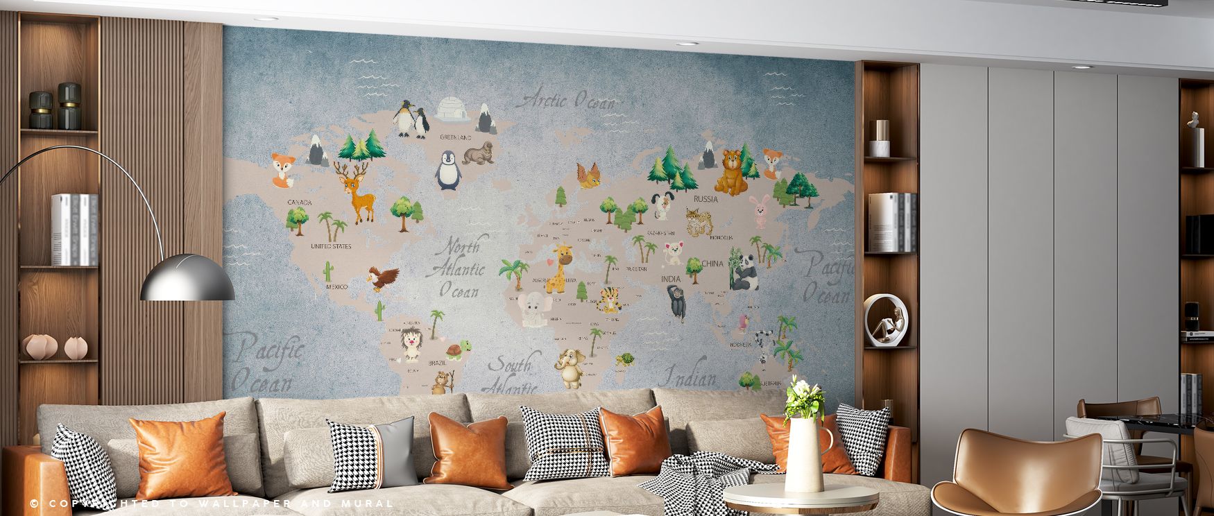 Between warm forests and cool polar caps, the Cute Animals World Map Wallpaper blends learning with whimsy, easing transitions from energetic afternoons to bedtime routines by keeping lines rounded, faces friendly, and tones soothing, a reliable partner f
