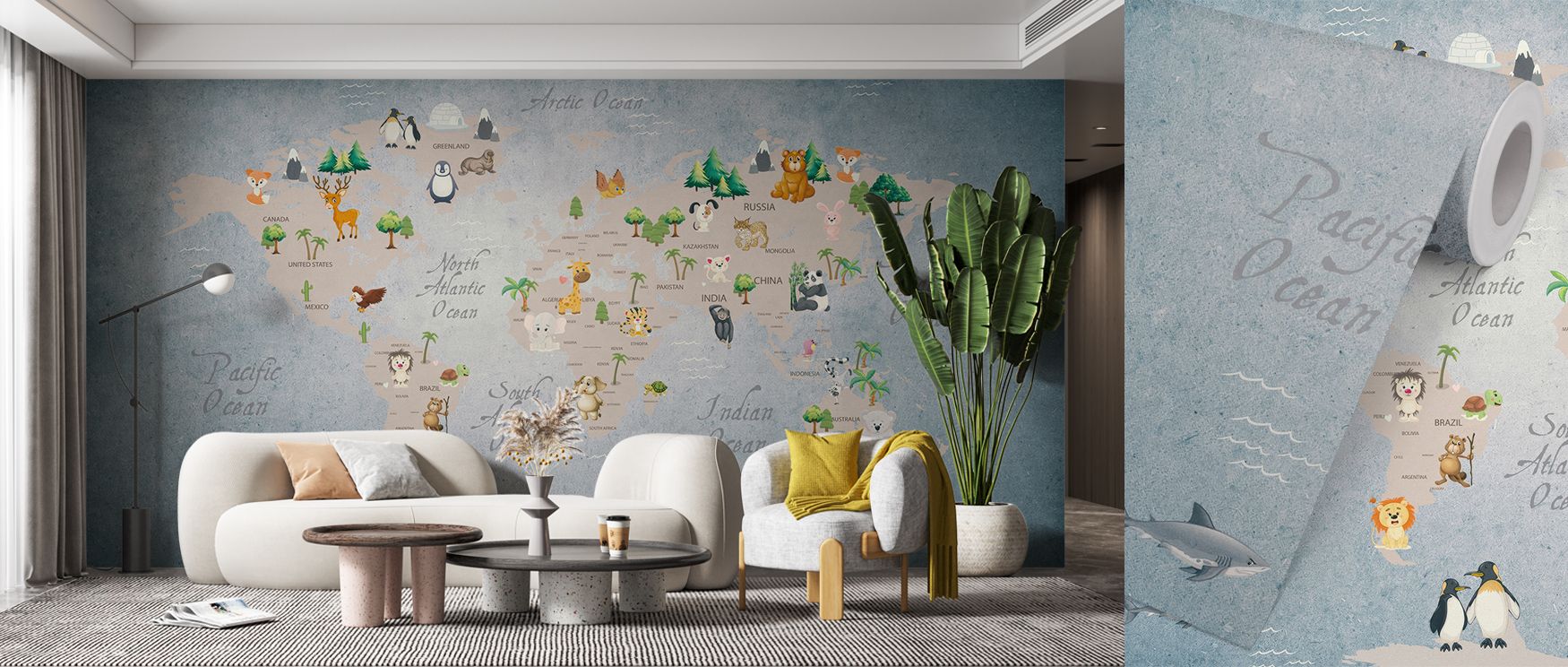 Along routes where stories travel, the Cute Animals World Map Wallpaper helps adults narrate bedtime voyages and weekend adventures, keeping rooms optimistic and calm, inviting little hands to point, name, and imagine, and ensuring that even compact nurse
