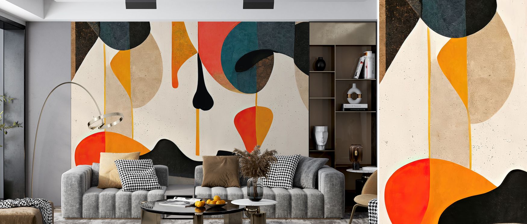 Over contours drawn like soundwaves, the Cyborg Hills Wallpaper orchestrates motion that remains restful, helping offices return to focus after breaks and bedrooms settle before sleep, a measured cadence that suits task lamps, low media units, and generou