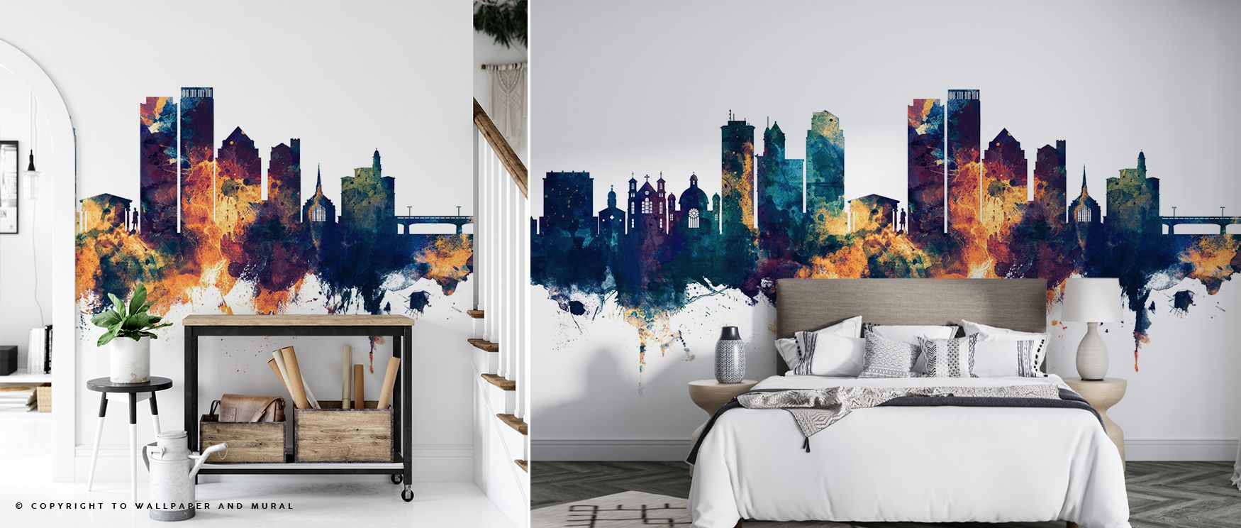 In the soft afterglow of bronze, the Dayton Ohio Skyline Blue & Bronze Wallpaper turns walls into statements of place, welcoming guests with warmth and giving daily routines a touch of ceremony, while the blue base restores calm, ensuring bedrooms remain 