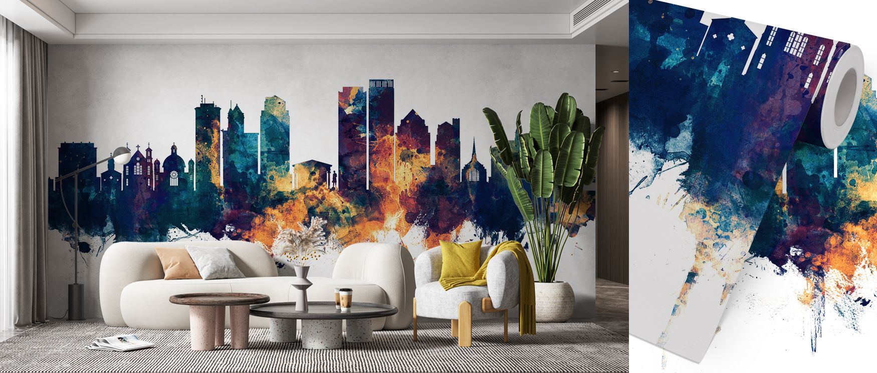 Between depth of navy and shimmer of metal, the Dayton Ohio Skyline Blue & Bronze Wallpaper shapes a view that feels designed and durable, helping furniture groupings read cohesive, keeping sightlines clean, and adding a cosmopolitan ease to homes that wa