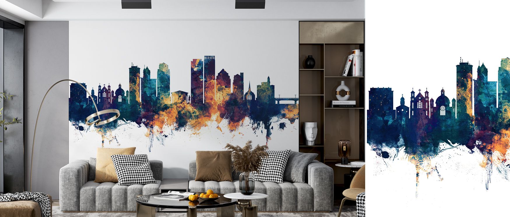 Over lines that read both graphic and graceful, the Dayton Ohio Skyline Blue & Bronze Wallpaper remains versatile, balancing boldness with comfort so renters and owners alike can trust it to carry a space through seasons, gatherings, and daily routines wi