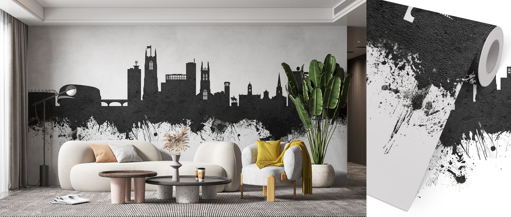 Derby England Skyline Black & White Wallpaper reflects strength and artistry, surrounding homes with atmosphere of balance. Its monochrome tones enrich bedrooms, offices, or living rooms with calm presence, creating retreats filled with charm, sophisticat