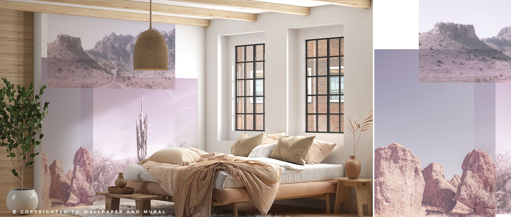 Desert Snaps Wallpaper reflects desert landscapes with detailed artistry, surrounding interiors with luminous rhythm. Its compositions enrich bedrooms, offices, or family areas with natural vitality, turning walls into radiant canvases filled with inspira