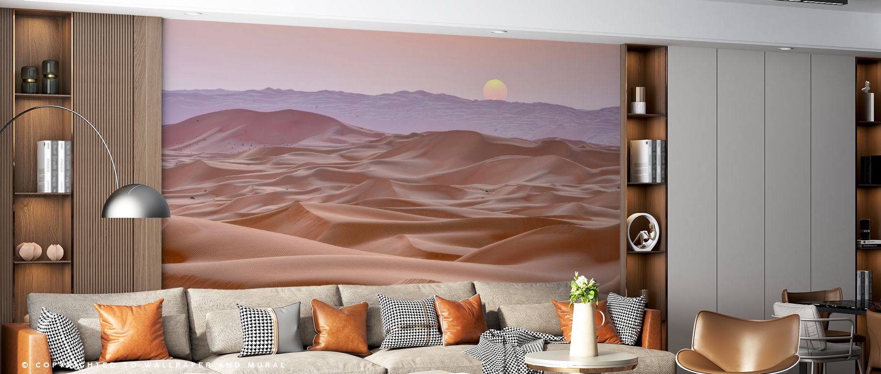 The Desert Sunset Wallpaper surrounds homes with warm imagery, capturing horizons in radiant tones. Its artistry enriches bedrooms, offices, or living rooms with atmosphere of elegance, charm, and serenity, turning ordinary walls into luminous backdrops e