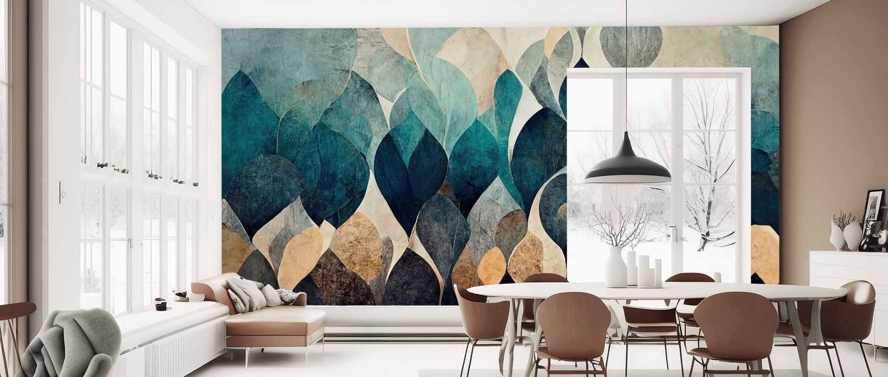 In Dry Leaves Wallpaper, natural tones highlight intricate artistry, surrounding interiors with charm and balance. Bedrooms, offices, or stylish living areas are enriched with atmosphere of serenity, inspiration, and reflective resonance that uplifts mood