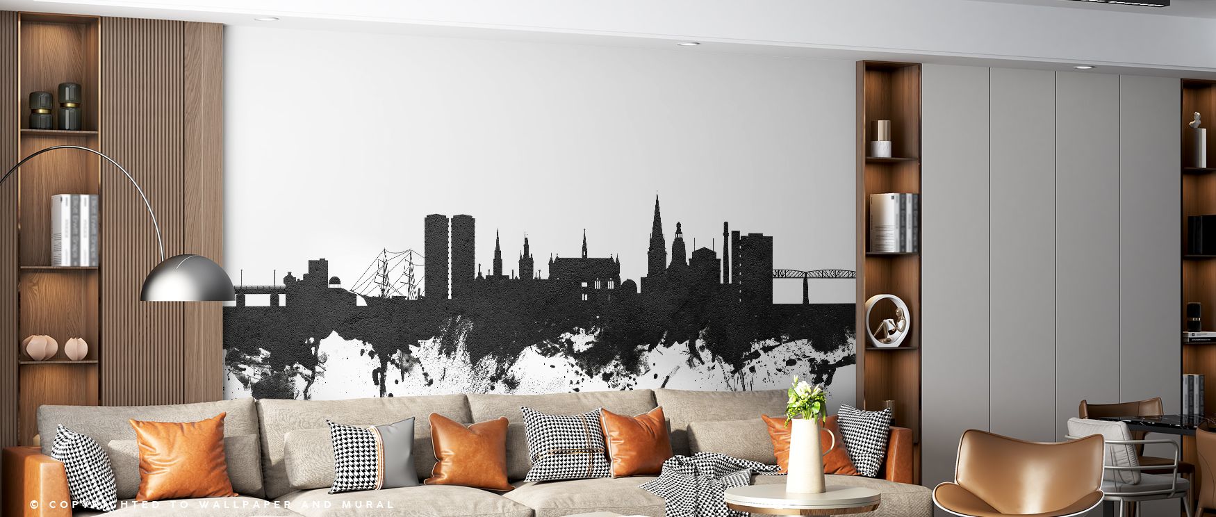 In Dundee Scotland Skyline Black & White Wallpaper, contrasts are softened into rhythm, surrounding homes with elegance. Bedrooms, offices, or stylish living rooms are enriched with balance, calm resonance, and cultural pride, creating retreats filled wit