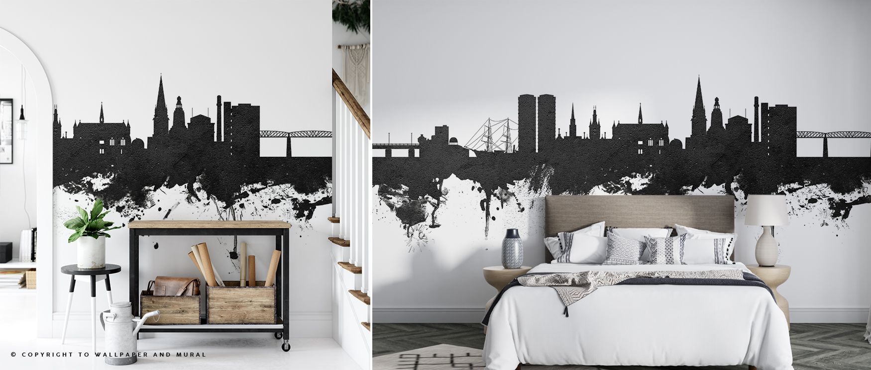 Dundee Scotland Skyline Black & White Wallpaper conveys cultural pride and artistry, surrounding interiors with luminous contrasts. Its compositions enrich bedrooms, offices, or family spaces with charm and reflective depth, creating immersive retreats fi