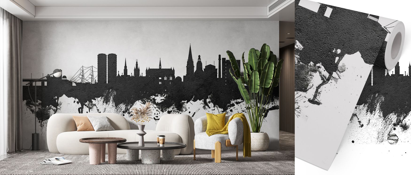 Dundee Scotland Skyline Black & White Wallpaper reflects architectural refinement, presenting cityscape in artistic clarity. Interiors glow with charm, balance, and calm rhythm, as bedrooms, offices, or stylish living areas are enriched with atmosphere of