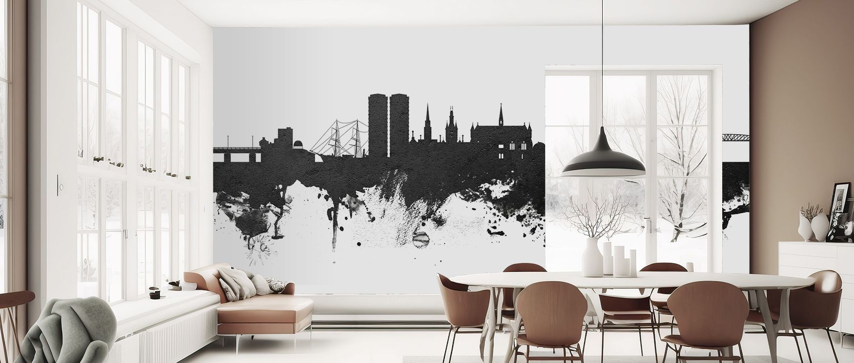 In Dundee Scotland Skyline Black & White Wallpaper, bold contrasts create calm balance. Homes glow with cultural resonance, surrounding bedrooms, offices, or stylish living areas with charm, reflective atmosphere, and artistic depth that inspire calm refl