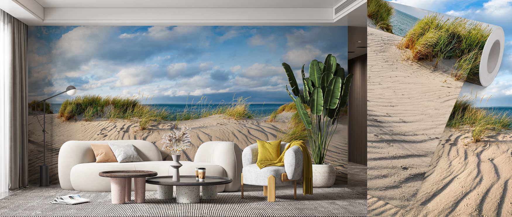 Dunes and Skies Wallpaper surrounds homes with serene artistry, offering compositions filled with charm and balance. Bedrooms, offices, or stylish living spaces glow with cultural resonance, calmness, and serenity, creating retreats enriched with inspirat