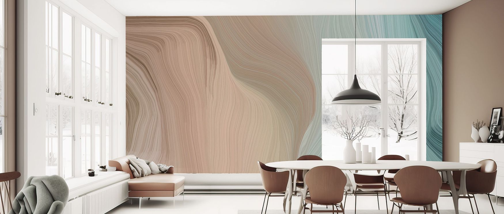 In Dunes and Skies Wallpaper, natural tones highlight ridgelines in luminous resonance. Interiors glow with charm and serenity, enriching bedrooms, offices, or stylish living areas with atmosphere of inspiration, calm balance, and reflective artistry. 