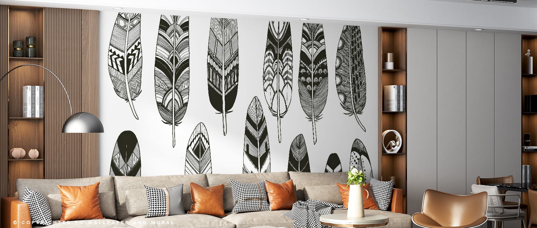 The Featherweight Wallpaper enriches homes with delicate artistry, presenting feathers in soft tones. Interiors glow with balance, serenity, and reflective resonance, as bedrooms, offices, or family spaces are enriched with cultural pride and timeless sop