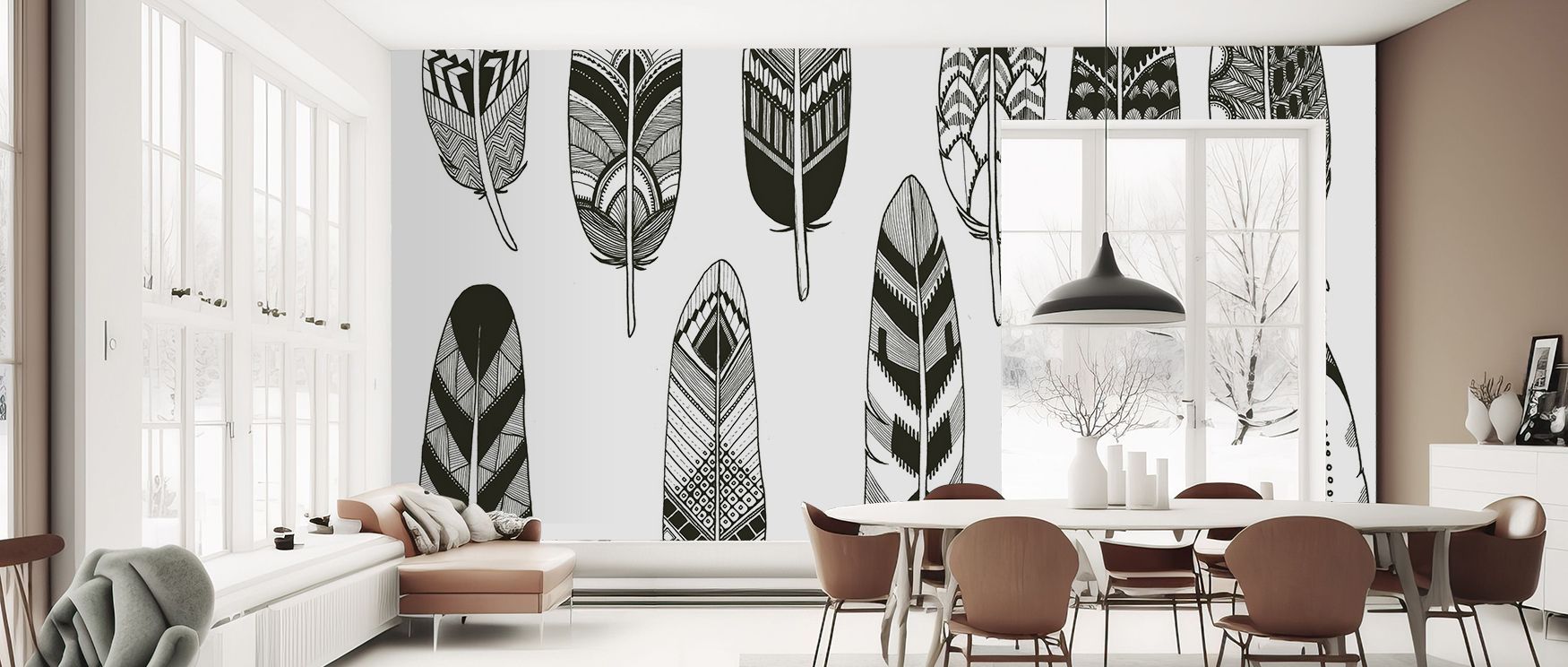 In Featherweight Wallpaper, radiant tones highlight feather imagery, surrounding interiors with calm resonance. Homes glow with serenity and charm, enriching bedrooms, offices, or stylish family areas with balance and reflective artistry.