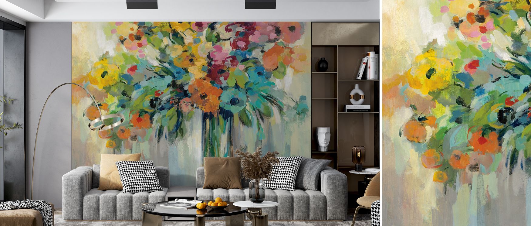 Flower Cloud Wallpaper conveys charm of blossoms, surrounding interiors with atmosphere of serenity. Bedrooms, offices, or living rooms glow with balance and inspiration, creating retreats enriched with cultural pride and reflective artistry.