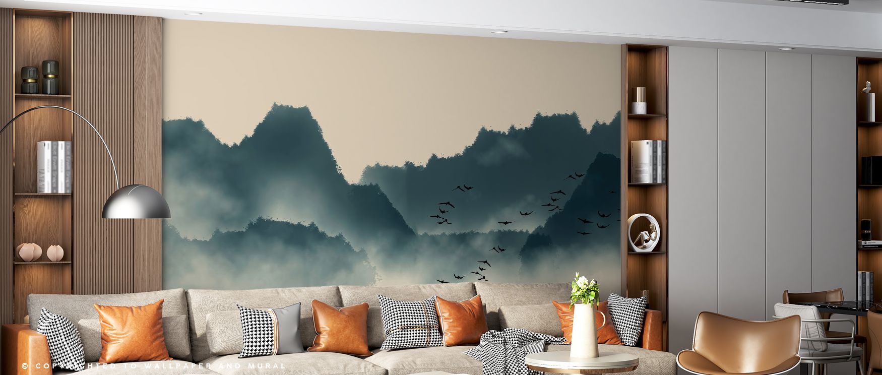 The Fog Over Mountains Wallpaper enriches homes with majestic imagery, presenting peaks in radiant tones. Interiors glow with serenity, balance, and charm, as bedrooms, offices, or living rooms are enriched with reflective resonance and inspiration.