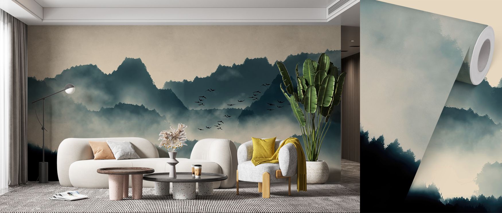 Fog Over Mountains Wallpaper reflects calm resonance, surrounding interiors with mountain imagery. Bedrooms, offices, or stylish family areas glow with atmosphere of serenity, balance, and cultural pride, creating retreats enriched with inspiration.