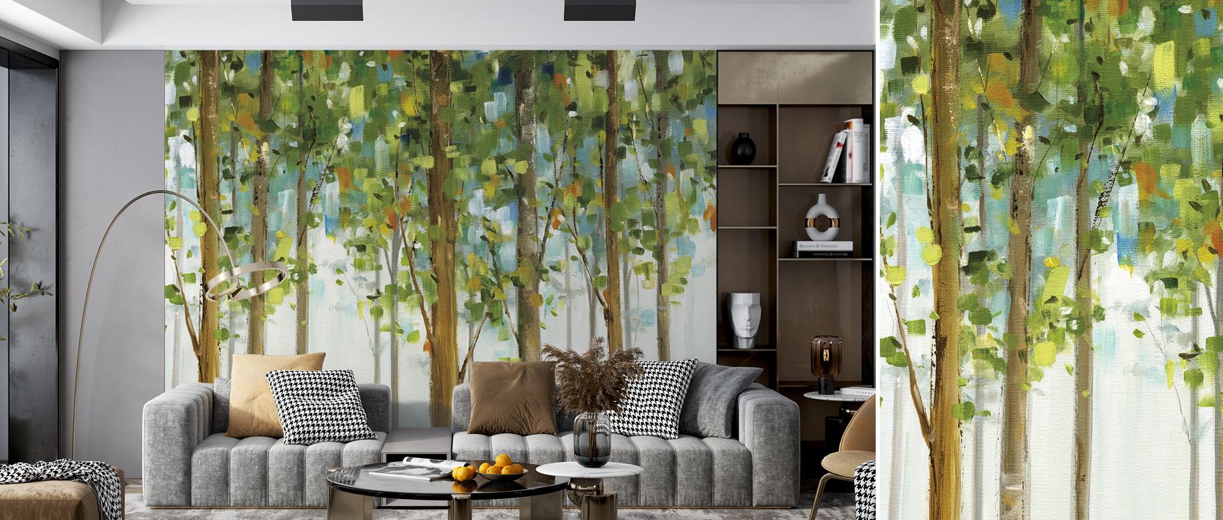 Lush and immersive, Forest Study I Wallpaper portrays woodland vitality with a painterly hand. Branches form dynamic structures while leaves scatter in rhythmic movement. The balance of light and dark enhances dimension, offering depth and texture. This d