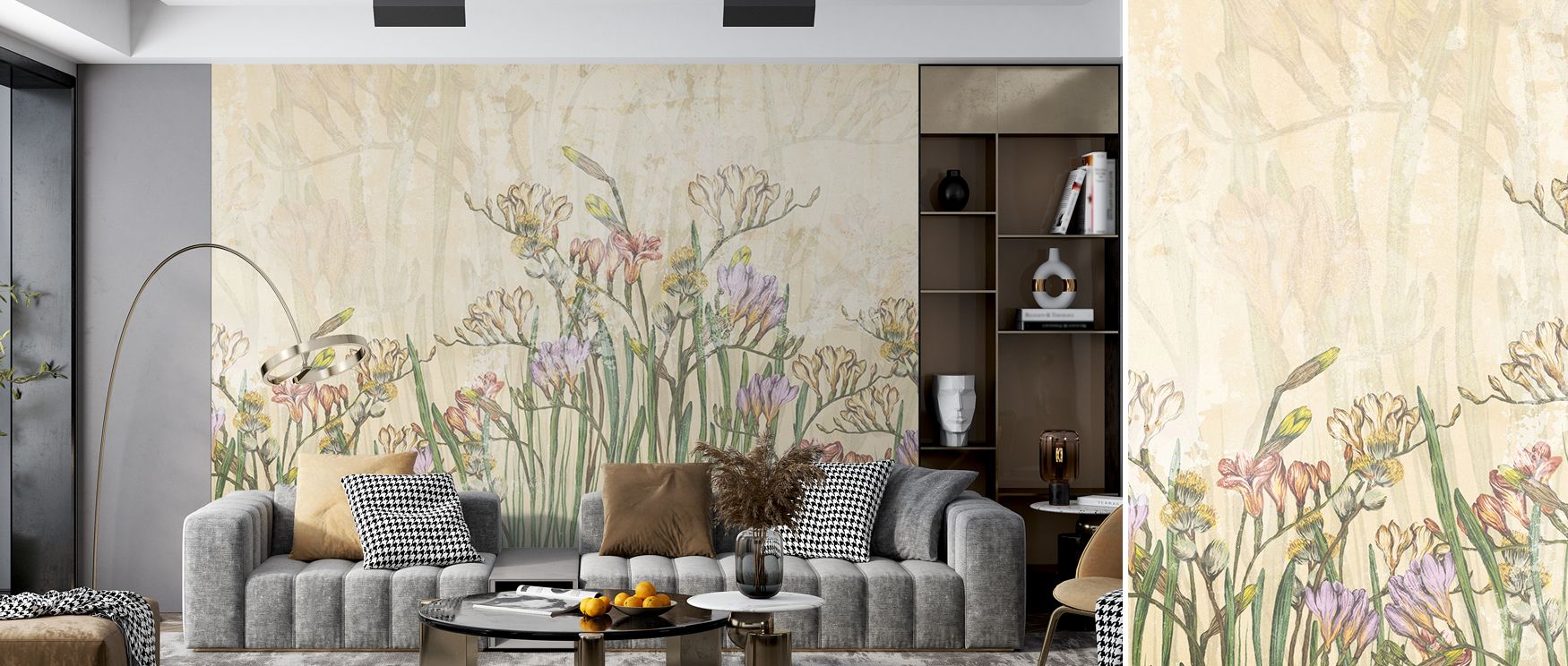 Expressive artistry defines Freesia Wallpaper with blossoms depicted in layered, rhythmic harmony. Colors enrich mood, while textures enhance dimension. The floral character celebrates renewal, lifting interiors into refreshing atmosphere. Each line sugge