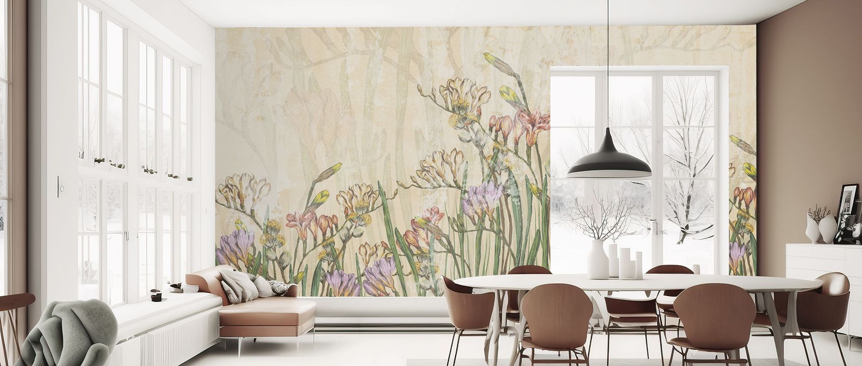 The vibrancy of Freesia Wallpaper emerges in rich blossoms arranged in painterly rhythm. Every detail highlights organic texture, weaving depth into floral abundance. The palette offers balance of soft and lively tones. The atmosphere encourages positivit