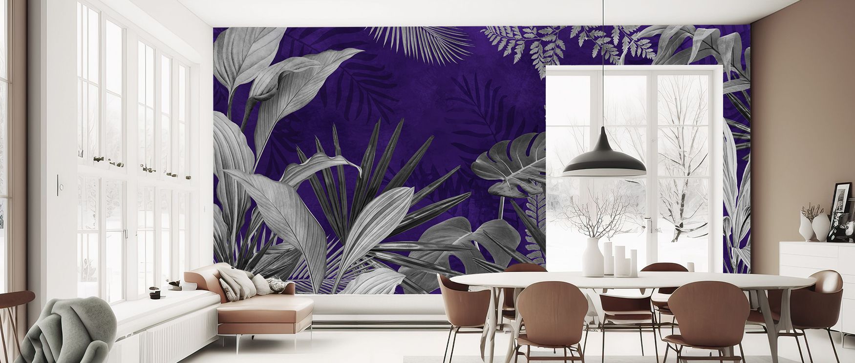 Frosty Leaves Wallpaper radiates natural purity with fine leaf motifs textured in frosted tones. Each element highlights rhythm and calmness. Layered imagery adds harmony, creating depth in design. Its artistry conveys both simplicity and sophistication. 