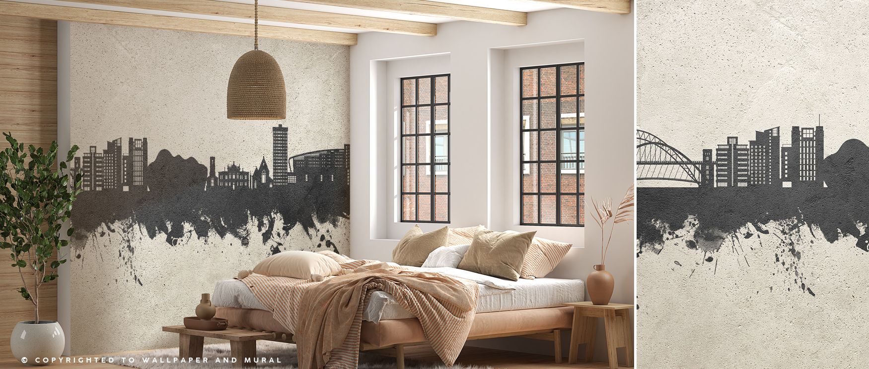 Architectural presence radiates in Gateshead England Skyline Concrete Wallpaper, where lines and tones create rhythm. Shading enhances strength, while minimal palette conveys balance. The imagery reflects urban charm with artistic edge. Its visual effect 