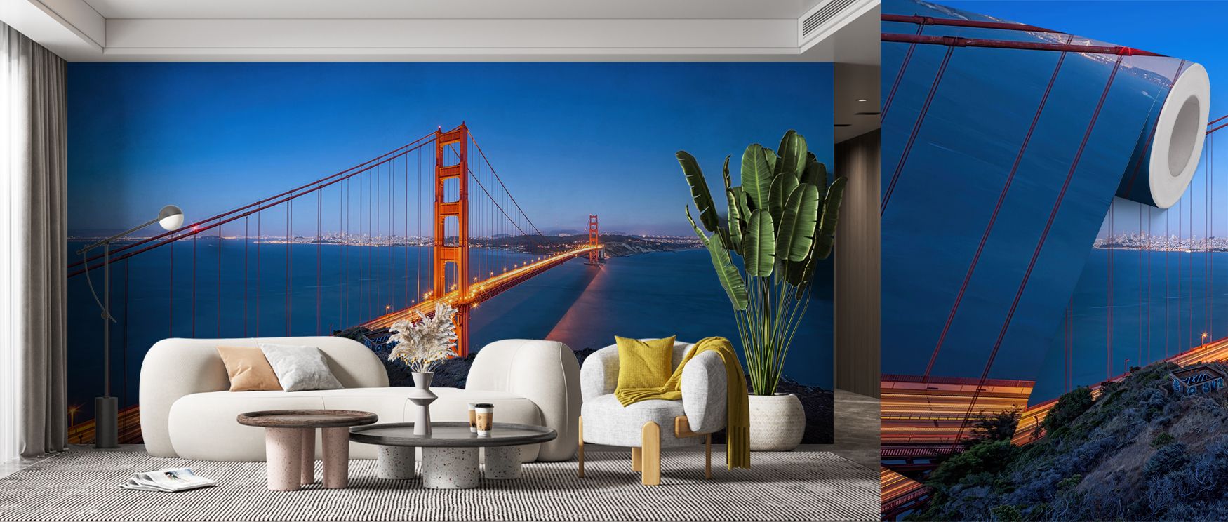 Golden Gate Bridge Wallpaper emphasizes identity through architectural rhythm, layering bold lines and contrasts. The design reflects heritage and progress, transforming walls into artistic statements. Its imagery suggests motion and connection. The palet