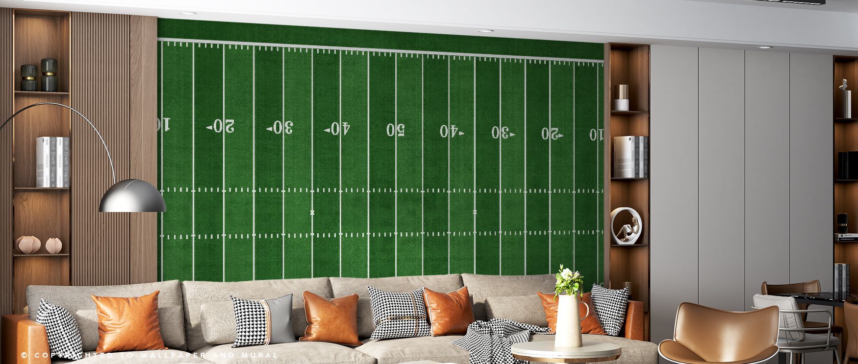 Athletic artistry defines Gridiron Wallpaper with vibrant patterns that highlight energy of sport. Each line conveys rhythm, while tones add depth. Its imagery resonates with competition and ambition. The design enhances interiors with vibrancy. An office