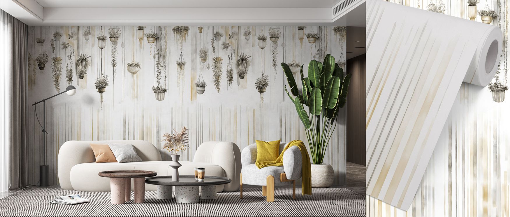 Hanging Watercolor Gardens Wallpaper highlights fluid brushwork with blossoms depicted in delicate tones. Each form conveys calmness, suggesting balance. Its imagery resonates with natural creativity. The palette adds serenity. Interiors become inspiring 