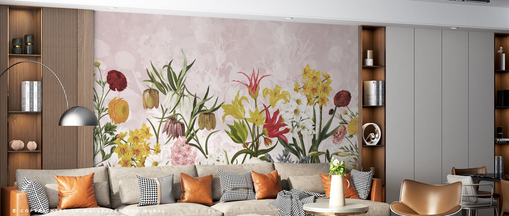 Happy Spring Flowers Wallpaper conveys seasonal vitality with blossoms depicted in layered imagery. Each petal reflects rhythm and charm, highlighting vibrancy. The palette adds freshness, enriching atmosphere. Its artistry resonates with creativity. Inte