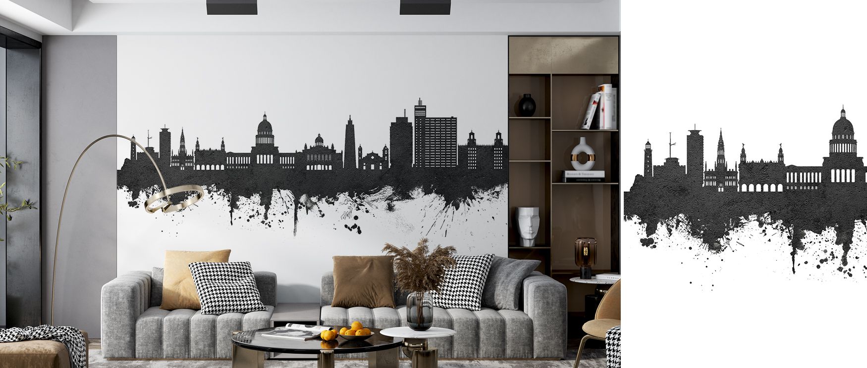 Havana Cuba Skyline Black & White Wallpaper emphasizes cultural charm through bold silhouettes. Each form conveys pride. The imagery resonates with metropolitan identity. Its palette reflects refinement. Interiors thrive under its atmosphere. A bedroom th