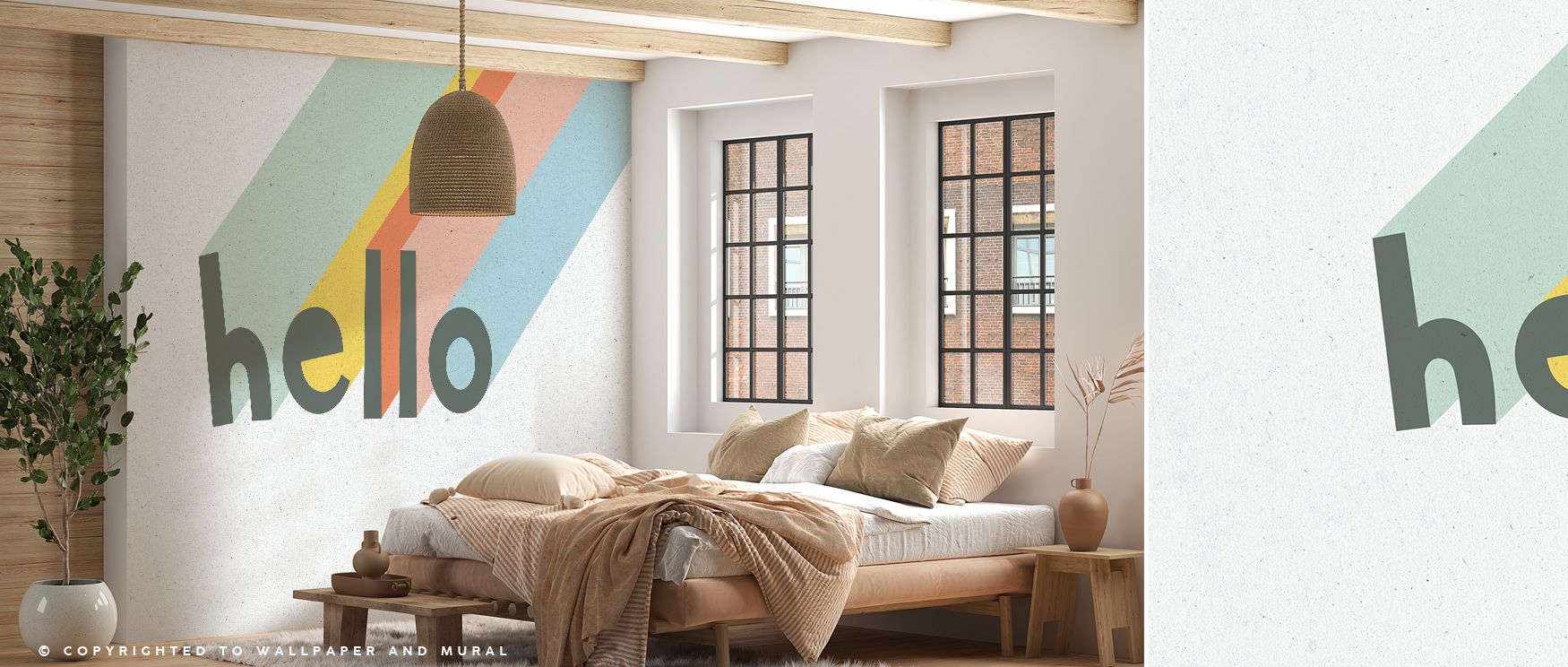 Hello Rainbow Wallpaper conveys whimsical artistry with arcs of color layered into compositions. Each form conveys optimism, reflecting playful vitality. Its palette highlights vibrancy. The imagery enriches interiors with inspiration. An office thrives w