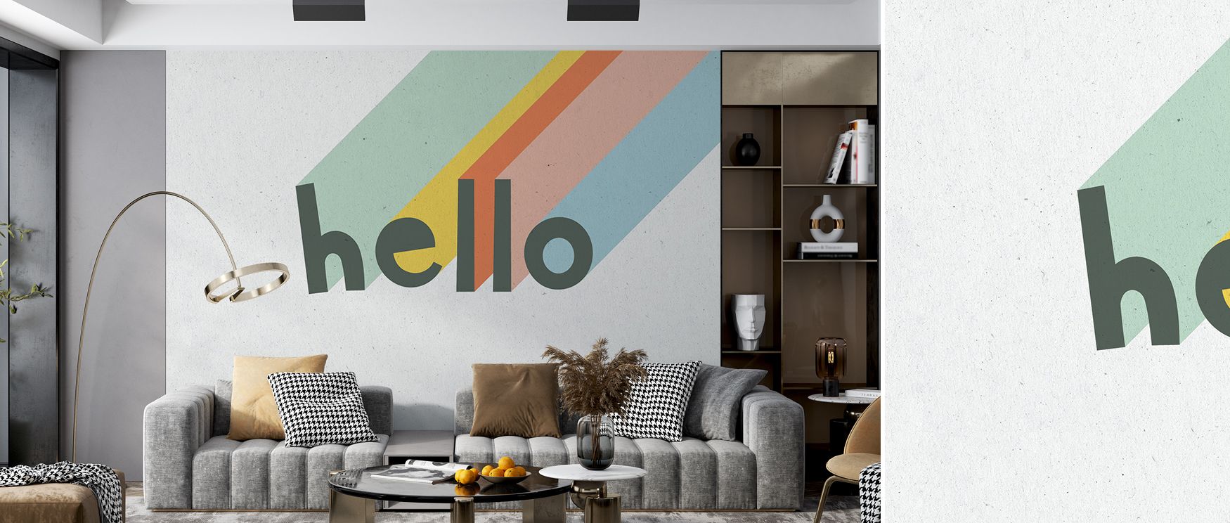 Hello Rainbow Wallpaper radiates joy with arcs layered into colorful compositions. Each tone conveys charm. The imagery reflects vitality. Its palette enriches atmosphere. Interiors thrive in this wallpaper. A bedroom thrives with whimsical artistry, fill