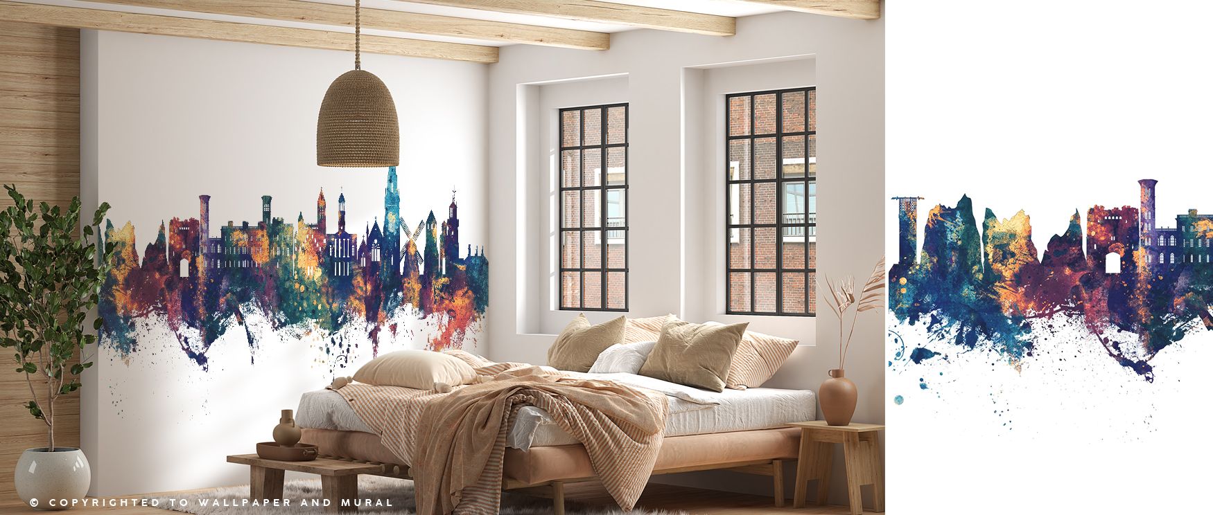 The Isle of Wight England Skyline Blue & Bronze Wallpaper highlights silhouettes that stand tall against richly colored skies. The palette combines strength with warmth, bringing atmosphere alive with vibrancy. A mention of bedroom placement emphasizes ho