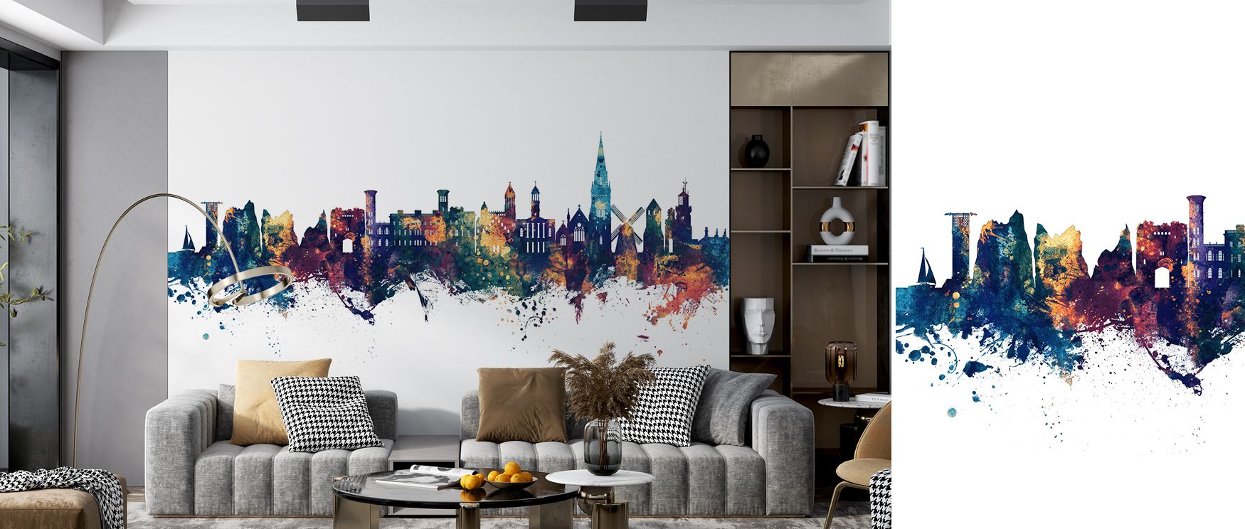 Capturing cultural essence, the Isle of Wight England Skyline Blue & Bronze Wallpaper conveys artistic drama with glowing contrasts. Bronze accents gleam, suggesting lights along city horizons, while blue tones ground the design. With one note of office p